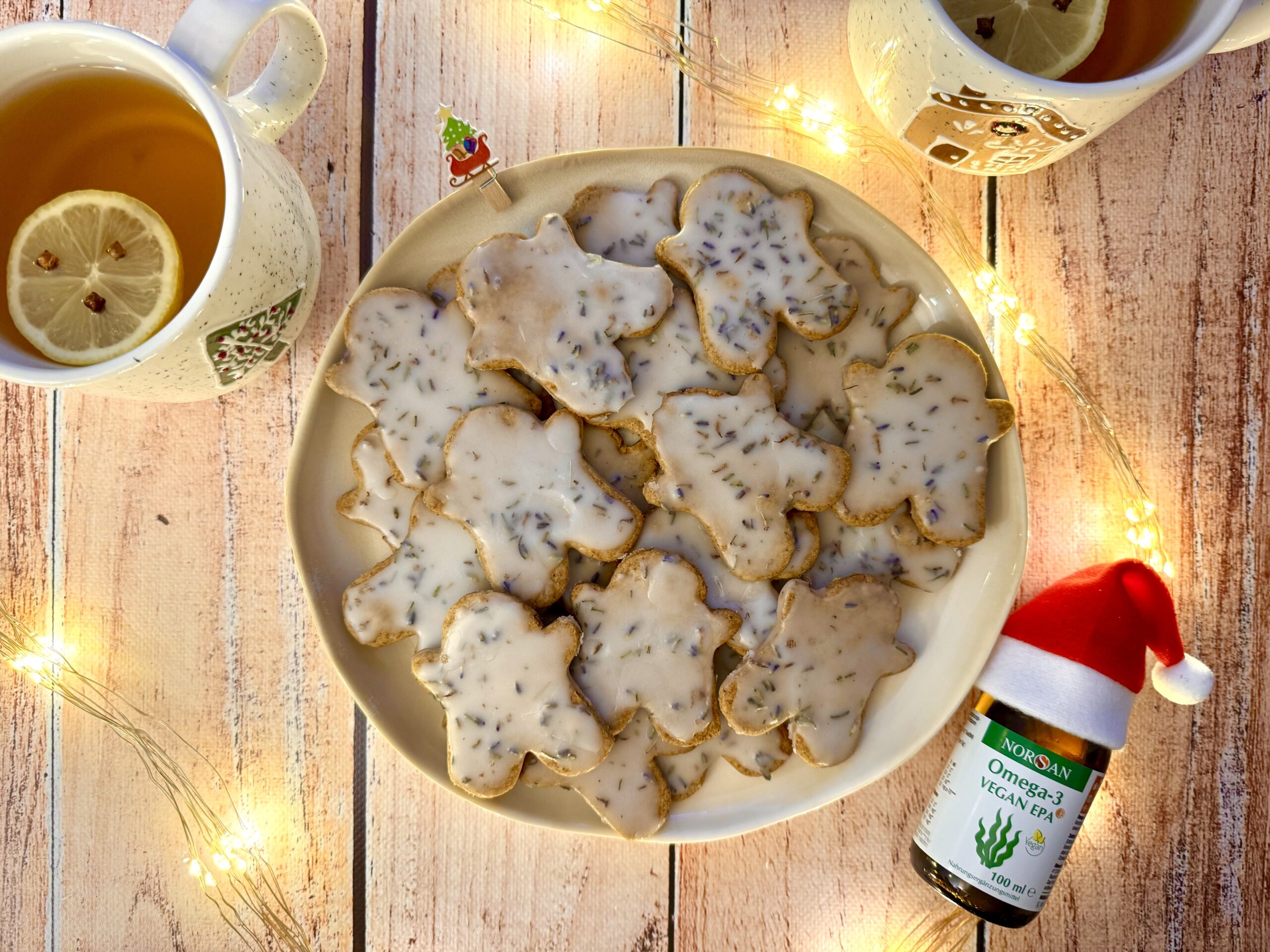 Kruche ciastka z polewą pomarańczową, lawendą i omega-3